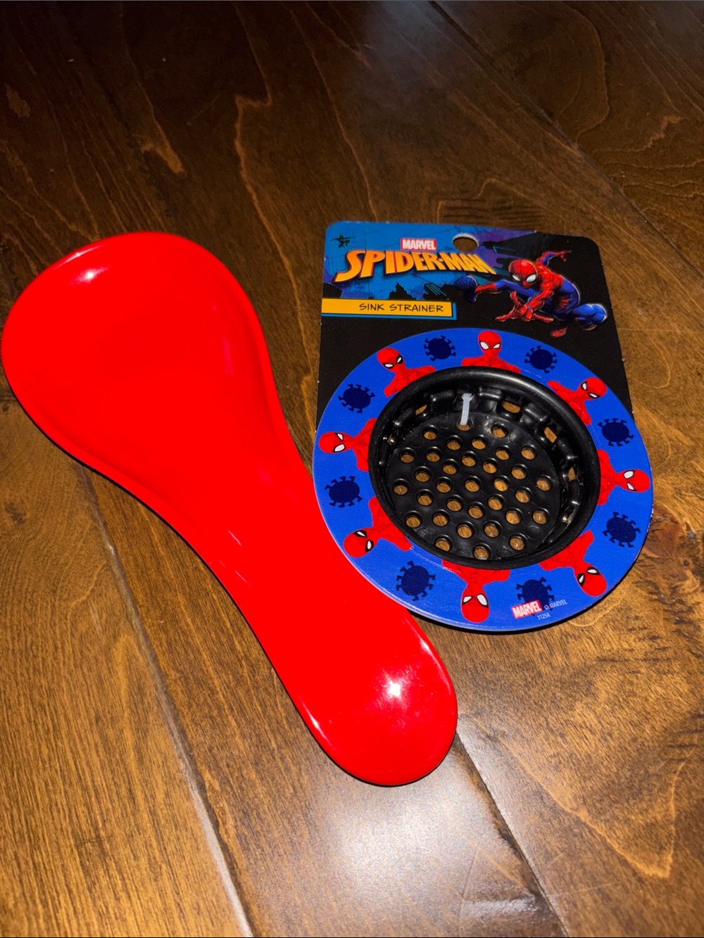 Marvel Spider-Man Sink Strainer and Red Spoon Rest